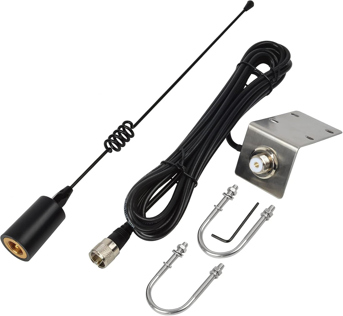 VHF Band Marine Antenna with Stainless Steel L-Bracket & RG-58 Coax Cable, Pack of 2 E858628