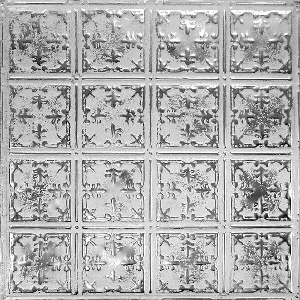 24-in x 24-in 5-Pack Silver Washed White Metal Ceiling Tiles X5625