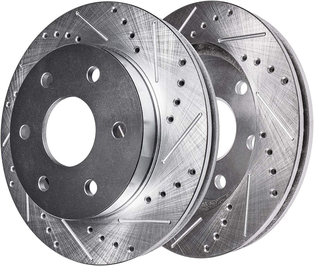 6 Lug Front Drilled Slotted Rotors + Ceramic Brake Pads 4pc Set R95592