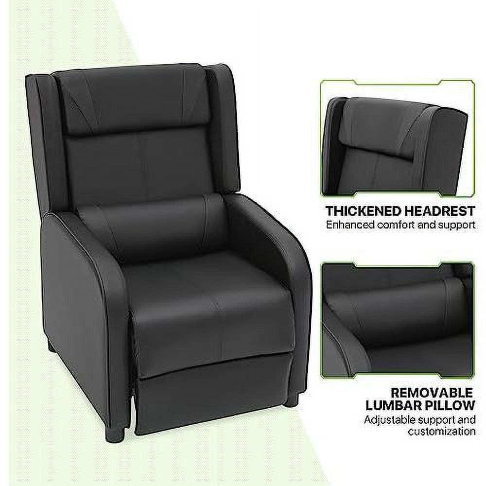 Black PU Leather Gaming Recliner Chair with Adjustable Back and Footrest S50272